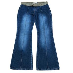 𝅺jordache Suede Trim Waist Flare Leg Jeans Size 9